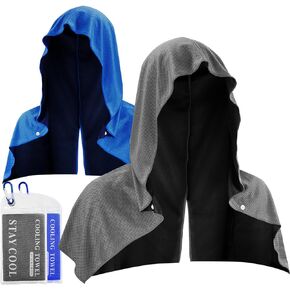 Cooling Hoodie Towels, Instant Cooling Towels for Neck and Face, UPF 50 Sun Protection, Ice Towel for Hot Weather, Head Towel for Sports, Camping, Cycling & More Activities
