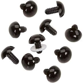 50 PCS Plastic Safety Eyes Solid Black Eyes for DIY Craft Plush Animal Making 15mm