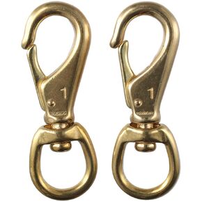 SHUATI 2Pcs Swivel Snap Hooks, Boat Hook, 3-1/4" Pet Rope Clips, 3/4" Swivel Eye Diving Clips for Straps, Luggage, Leathercarft, Solid Brass