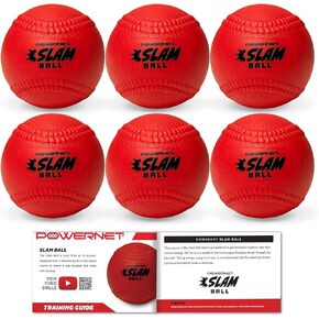 PowerNet Corbin Carroll Slam Ball 6-Pack | Real Baseball Size | Textured Surface and Raised Seams | 16 Oz Weighted Slug for Batting