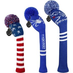 Scott Edward Knit Golf Head Covers for Woods Set of 3 Fits Well Driver(460cc) Fairway Wood and Hybrid(UT) The Perfect Change for Golf Bag