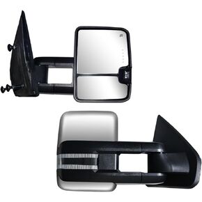 Towing Mirrors Compatible with Ford 2004 2005 2006 2007 2008 2009 2010 2011 2012 2013 14 F150 with Power Heated LED Signal and Puddle Light Trailer Tow Mirrors Pair set Pickup Truck