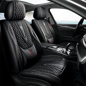 Gletizia Car Seat Covers Full Set ，Waterproof Faux Leather Universal Seat Cover for Cars ，Protectors Fit for Most SUV Truck Sedans Pick-up Jeep, Airbag Compatible (Grey, Front Pair)