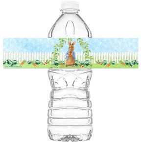 Peter Bottle Wraps - 20 Rabbit Water Bottle Labels - Rabbit Party Decorations - Peter Party Supplies - Blue Bottle