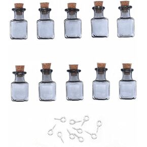 10pcs Colored Tiny Glass Jars Mini Glass Bottles with Cork Stoppers Mini Flat Round Glass Cork Bottles for Party Wedding DIY Decoration (Flat Round)