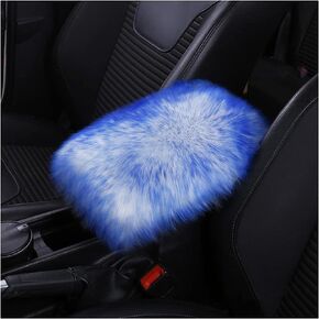 Furry Auto Center Console Cover Pad, Genuine Sheepskin Wool Fur Car Armrest Seat Box Cover, Fluffy Soft Warm Armrest Protector Cushion for Women and Men, 11.02×6.29'' for Most Cars (Green)