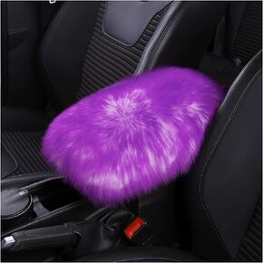 Furry Auto Center Console Cover Pad, Genuine Sheepskin Wool Fur Car Armrest Seat Box Cover, Fluffy Soft Warm Armrest Protector Cushion for Women and Men, 11.02×6.29'' for Most Cars (Green)