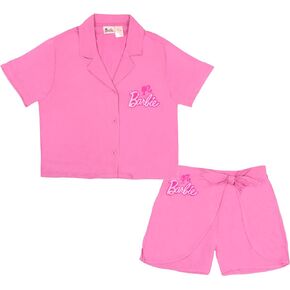 Barbie Girls Button Down Shirt and Shorts Set Two Piece Shirt and Shorts Set Outfit for Girls Girls Clothes