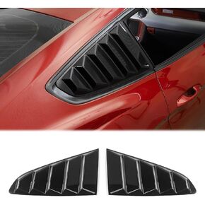CheroCar for Mustang Rear Quarter Side Window Scoop Louvers Sun Shade Cover Wind Vent Air Deflector for Ford Mustang 2015-2021 (Black)