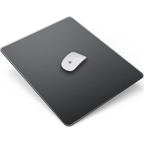 Glass Gaming Mouse Pad,Professional Large Mouse Mat,Hard Mousepad Waterproof Durable and Ultra Smooth for Improved Precision and Speed (Black-16 * 12)