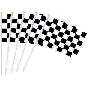 Kind Girl 50 Pack Checkered Flag Racing Flag Hand Held Stick Flags, Black & White Checkered Flag Racing Pennant Banner Flags,Decorations Supplies for Racing,Race Car Party,Sport Events,Kids Birthday