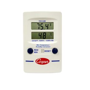 TRH122M-0-8 Digital Mini Temperature/Humidity Dual-Display Wall Thermometer, 14/122° F Temperature Range