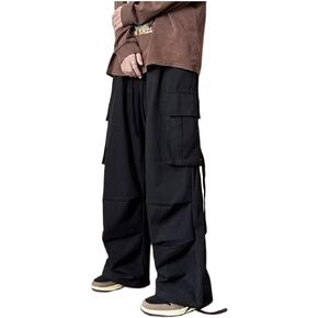 Men's Cargo Pants Y2k Hip Hop Baggy Pants Streetwear Wide Leg Cargo Joggers Parachute Pants for Men