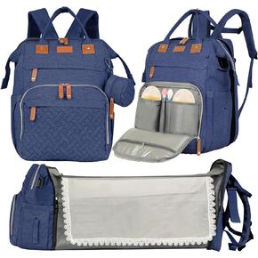 large diaper bag backpack，baby bag with changing station for Boys Girls，Multifunctional Diaper Bag，Mommy Bag With USB Charging Port（Blue）