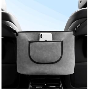 JEYODA Car Handbag Holder Between Seats Suede Large Capacity Car Purse Holder Automotive Consoles & Organizers for Document Phone Storage (Black)