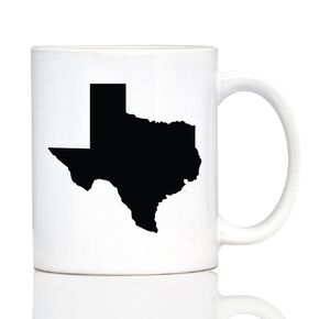 Texas State Outline Coffee Mug - State Themed Drinking Decor and Gifts for Texans - Large 15oz White Ceramic Mug