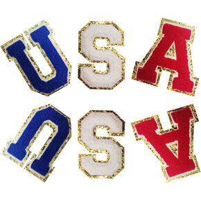 Iron on Patches Sew On Alphabet Patch Letter Number Patches for Clothing Accessory Decor Supplies Baseball Prints M A M A 2.8 Inch, Pack of 4