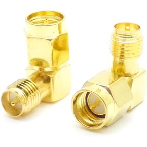 10pcs Coaxial Right Angle Gold Plated Adapter Converter for 5.8GHz / 2.4GHz Applications (RP-SMA Male to RP-SMA Female)