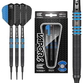 Target Darts Vapor8 Black Blue 21G 80% Tungsten Soft Tip Darts Set