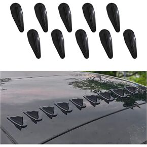 Augeny 10 PCS Car Fin Tail Diffuser, Universal Roof Diffuser Spoiler, Car Shark Fin Antenna Kit with Selfadhesive Tapes, Vehicle Exterior Decor Accessories Stickers for Most Cars (Black)