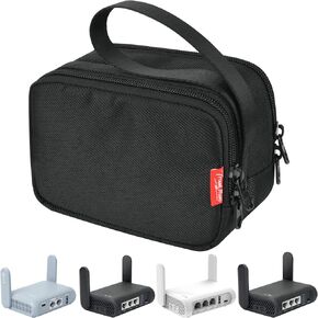 Travel Router Case for GL.iNet GL-MT3000/ GL-AXT1800/ GL-SFT1200/ GL-A1300 Travel Routers, Portable WiFi Storage Holder, Waterproof Anti-Scratch Carrying Bag with Extra Pocket For Accessories (Black)