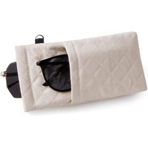 Glasses Pouch Squeeze Top Double Eyeglass Sunglass Case Soft Microfiber with Cleaning Cloth for Women