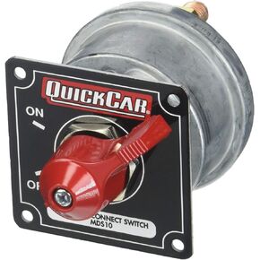 QuickCar Racing Products 55-011 Red 2-1/2" High x 2-1/2" Wide Handle Battery Master Disconnect Switch with Alternator Post and Black Mounting Panel