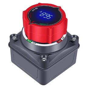 GOGONFLY Upgrade Battery Disconnect Switch with Voltage Display, DC 5-60V Battery Power Master Switch Disconnect Isolator Cut Shut Off Switch for Marine Boat Car Truck Camper RV Trailer (On/Off)