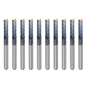 uxcell End Mill CNC Router Bits, 3mm x 12mm 1/8" Shank Diamond Film Coated Carbide Engraving Bit Milling Cutter Left Hand for PCB Plastic Fiber Wood 10pcs