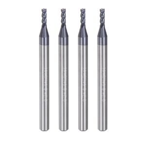 uxcell 4pcs 2mm Dia 4mm Shank Square Nose End Mill 4 Flutes HRC45 Carbide AlTiN Coated CNC Router Bits Cutter Tools for End Milling CNC Machining, Black