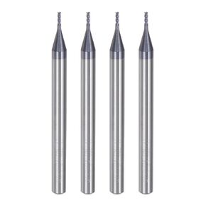 uxcell 4pcs 1mm Dia 4mm Shank Square Nose End Mill 4 Flutes HRC45 Carbide AlTiN Coated CNC Router Bits Cutter Tools for End Milling CNC Machining, Black