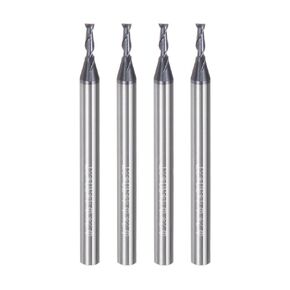 uxcell 4pcs 2mm Dia 4mm Shank Square Nose End Mill 2 Flutes HRC45 Carbide AlTiN Coated CNC Router Bits Cutter Tools for End Milling CNC Machining, Black