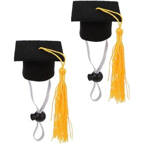 PRETYZOOM Yellow Decor Pet Graduation Caps Black Grad Hat with Black Tassel Pet Graduation Costume for Dogs Cats Dr Hat Pet Costume 2PCS Chihuahua Clothes