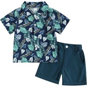 Toddler Baby Boy Summer Outfit Short Sleeve Animal Print Shirt Top and Casual Shorts Set Cute Kids Clothes