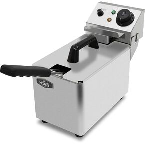 KWS DY-6 Commercial Electric 1750W Deep Fryer 5.7L Stainless Steel with Faucet Drain Valve System for Commercial and Home User (DY-6 | 5.7L | 1750W)