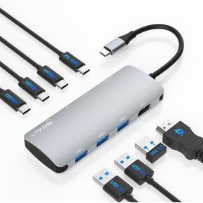 USB C to USB C Hub-4 USB C 3.2 Gen 2 Ports with 10Gbps, 4K@60Hz HDMI Adapter, 100W Power Delivery, 3 USB 3.2 Gen 2 Ports, 10Gbps USB C Splitter for MacBook Pro/Air and More Type C Devices