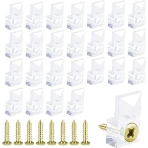 Giantree 25 Sets of Mirror Holder Clips for The Wall, Transparent Plastic Glass Retainer Clips Mirror Mounting Clip Mirror Hanging Hardware with Screw for Fixing Mirror Windows Cabinet Door