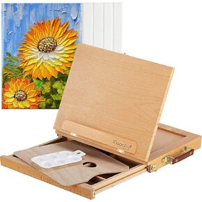 حامل الفن المحمول على سطح الطاولة من Magicfly للرسم، حامل حامل طاولة خشبي لسطح المكتب للرسم، الفنانين المبتدئين والطلاب البالغين، 5 قماش ولوحة طلاء واحدة، عيد الميلاد، هدية عيد ميلاد in Kuwait