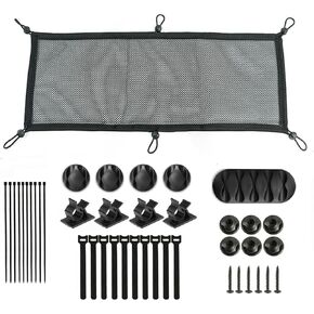 Under Desk Cable Cord Management Net Kit, Privacy Mesh Large Flexible Cable Duct Flexible Under Desk Wire Net, Cable Tray Mesh Organizer for Most Table Hiding Cables Office （6 Fixed Ports）
