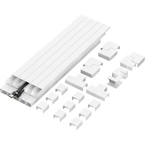 Mount-It! TV Cord Hider Cable Management Raceway Kit, Wall Cable Concealer Kit, Cable Cover Channels, TV Cable Hider, Paintable Wire Covers for Cords, Incl. Corners and Connectors - White
