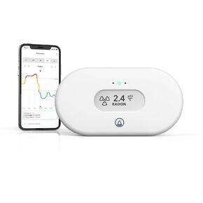 Airthings 2989 View Radon - Radon Monitor with Humidity & Temperature Detector - Battery Powered Mobile APP, WiFi, Alerts & Notifications