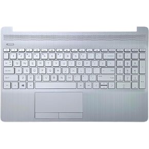 Replacement for HP 15T-DW 15S-DR 15S-DU Laptop Upper Case Palmrest Backlit Keyboard Touchpad Assembly Part L52022-001 Sliver