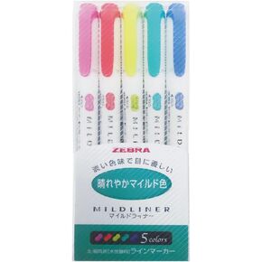 ZEBRA Highlighter Mildliner, 5 Bright Color Set (WKT7-5C-HC)