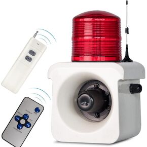 YASONG SLA-800Y Wireless Remote Control Alarm Siren(2km/1.24 mi), LED Strobe Warning Light 120dB Horn Power 15W AC110V for Loss Prevetion, Warehouse, Factories