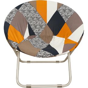 Stretchable Jacquard Slipcover for Saucer Chair, Dia: 30.7", Milk Silk Fabric, Removable & Stretch-Up Moon Dish Round Circle Cushion - Ideal Replacement for Fluffy, Collapsible Chairs (1PC, Rubik)