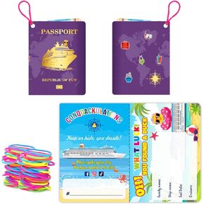 Duck Duck Tags, Cruising Duck Tags, Carnival Ducking Games Cards, 50 Pack, 4.1 x 2.9 inches, Passport Design, with Hole and Rubber Bands