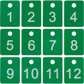 StayMax Plastic Numbered Tags Rectangle Key Number Tags Number Disc with Hole (1-100, White)