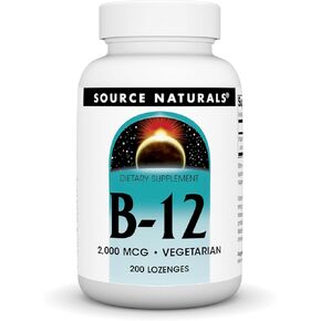 Source Naturals Vitamin B-12, Supports Energy Production, 2000 mcg - 200 Vegetarian Lozenges