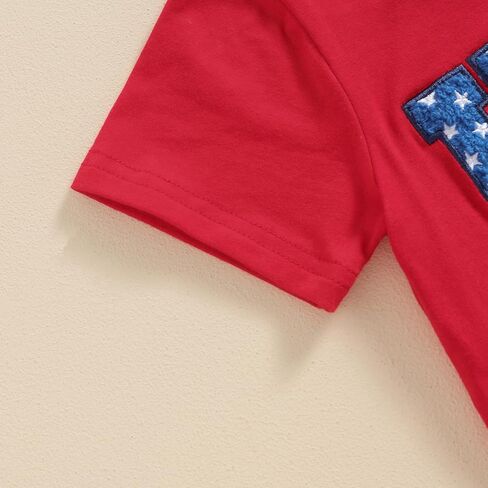 Madjtlqy Baby Boy 4th of July Outfit USA Letter Print Short Sleeve T-Shirt Stripe Star Shorts Set Patriotic Summer Clothes in Saudi Arabia