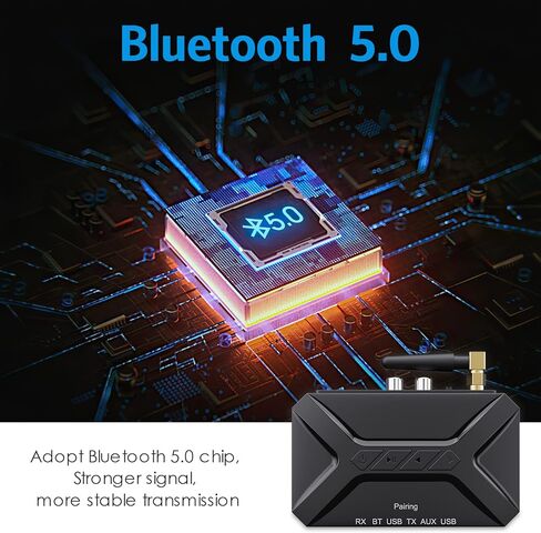 محول صوت بلوتوث 5.0 Aux، جهاز استقبال إرسال لاسلكي بلوتوث 3 في 1 مع مخرج USB/RCA/AUX، محول صوت بلوتوث لنظام ستيريو بث الموسيقى المنزلية in Kuwait